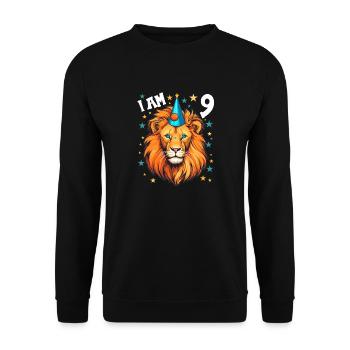 J’ai 9 ans Lion Lion 9e anniversaire - Sweat-shirt Unisexe - noir - Devant - Alina (178cm) & Michal (187cm)