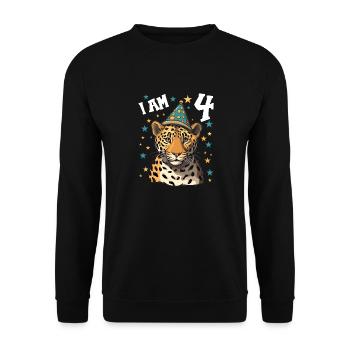 I'm 4 Years Old Leopard Leopard 4th Birthday - Unisex Sweatshirt - black - Front - Alina (178cm) & Michal (187cm)
