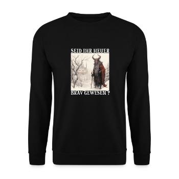 Krampus T Dämonischer Weihnachtsmann Kramperl - Unisex Pullover - Schwarz - Vorne - Alina (178cm) & Michal (187cm)