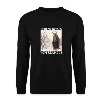Krampus mask Krampus costume Kramperl Evil Santa - Unisex Sweatshirt - black - Front - Alina (178cm) & Michal (187cm)