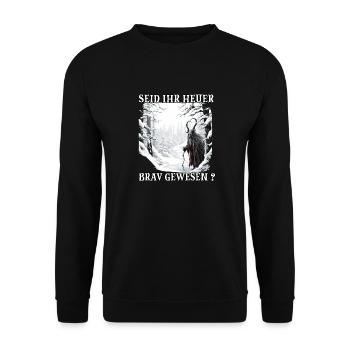 Krampus T | Krampus Costume | Demonic Santa Claus - Unisex Sweatshirt - black - Front - Alina (178cm) & Michal (187cm)