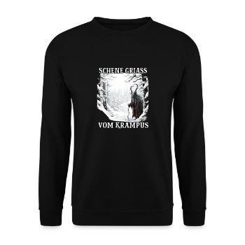 Krampus T | Krampus Costume | Demonic Santa Claus - Unisex Sweatshirt - black - Front - Alina (178cm) & Michal (187cm)