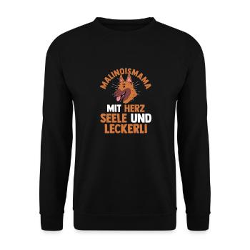 Belgischer Schäferhund Hund Malinois - Unisex Pullover - Schwarz - Vorne - Alina (178cm) & Michal (187cm)
