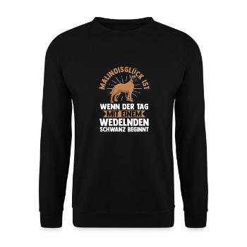 Belgischer Schäferhund Hund Malinois - Unisex Pullover - Schwarz - Vorne - Alina (178cm) & Michal (187cm)