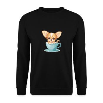 Chihuahua mignon avec une tasse de café Chiwawa - Sweat-shirt Unisexe - noir - Devant - Alina (178cm) & Michal (187cm)