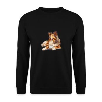 Shetland Sheepdog Sheltie Coffee Dog Breed Pet - Unisex Sweatshirt - black - Front - Alina (178cm) & Michal (187cm)