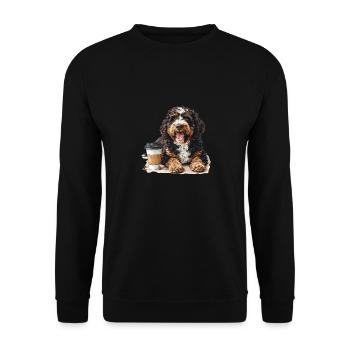 Bernedoodle chien de race animal de compagnie Bernedoodle avec café - Sweat-shirt Unisexe - noir - Devant - Alina (178cm) & Michal (187cm)