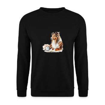 Shetland Sheepdog Sheltie Coffee Dog Breed Pet - Unisex Sweatshirt - black - Front - Alina (178cm) & Michal (187cm)
