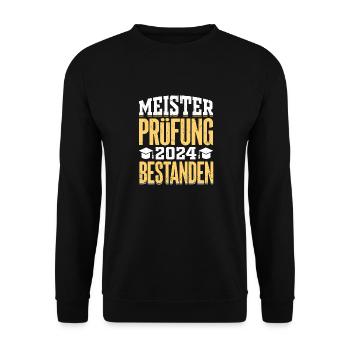 Meisterprüfung 2024 bestanden - Unisex Pullover - Schwarz - Vorne - Alina (178cm) & Michal (187cm)