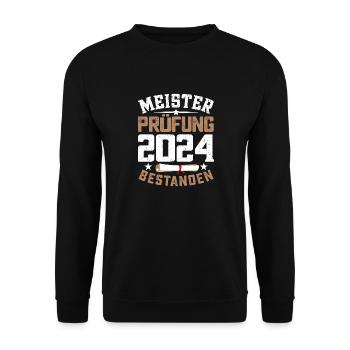 Meisterprüfung 2024 Meistertitel Abschluss - Unisex Pullover - Schwarz - Vorne - Alina (178cm) & Michal (187cm)