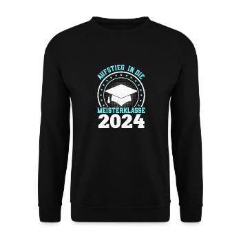 Aufstieg in die Meisterklasse Meister 2024 - Unisex Pullover - Schwarz - Vorne - Alina (178cm) & Michal (187cm)