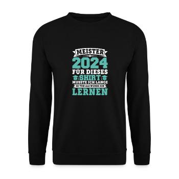 Meister 2024 Shirt Meisterbrief Meistertitel - Unisex Pullover - Schwarz - Vorne - Alina (178cm) & Michal (187cm)