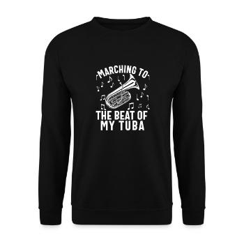 Joueur de tuba hommes femmes fanfare tubiste en laiton - Sweat-shirt Unisexe - noir - Devant - Alina (178cm) & Michal (187cm)