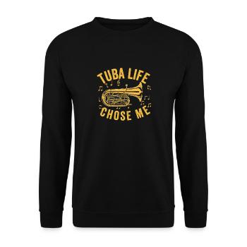 Joueur de tuba hommes femmes fanfare tubiste en laiton - Sweat-shirt Unisexe - noir - Devant - Alina (178cm) & Michal (187cm)