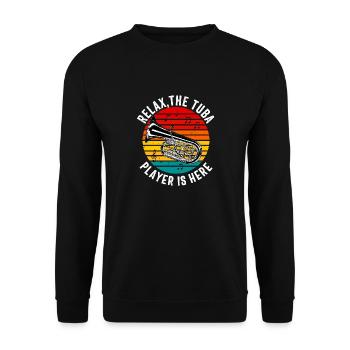 Joueur de tuba hommes femmes fanfare tubiste en laiton - Sweat-shirt Unisexe - noir - Devant - Alina (178cm) & Michal (187cm)