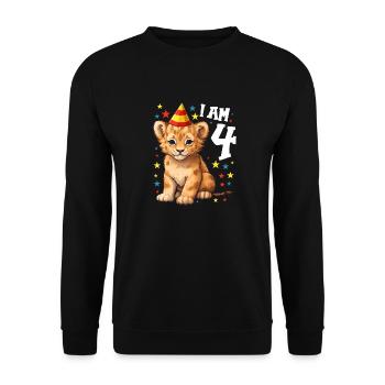 I'm 4 Years Old Lion Leo 4th Birthday - Unisex Sweatshirt - black - Front - Alina (178cm) & Michal (187cm)