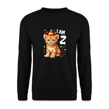 I'm 2 Years Old Lion Leo 2nd Birthday - Unisex Sweatshirt - black - Front - Alina (178cm) & Michal (187cm)