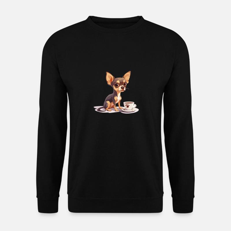 Cute Chihuahua with a Cup of Coffee Chiwawa - Unisex Pullover - Schwarz