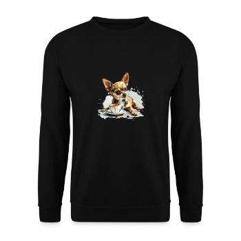 Chihuahua mignon avec une tasse de café Chiwawa - Sweat-shirt Unisexe - noir - Devant - Alina (178cm) & Michal (187cm)