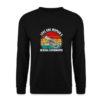Lustiger Euphoniumspieler für Männer Frauen Euphonist - Unisex Pullover - Schwarz - Vorne - Alina (178cm) & Michal (187cm)