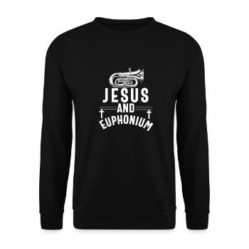 Lustiger Euphoniumspieler für Männer Frauen Euphonist - Unisex Pullover - Schwarz - Vorne - Alina (178cm) & Michal (187cm)
