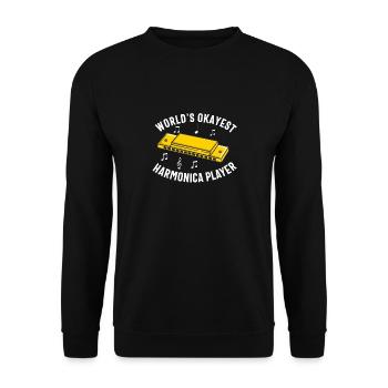 Mundharmonikaspieler für Männer Frauen Lustiger Harmoniker - Unisex Pullover - Schwarz - Vorne - Alina (178cm) & Michal (187cm)
