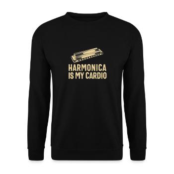 Mundharmonikaspieler für Männer Frauen Lustiger Harmoniker - Unisex Pullover - Schwarz - Vorne - Alina (178cm) & Michal (187cm)