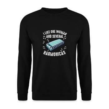 Harmonica Player For Men Women Funny Harmonicist - Unisex Sweatshirt - black - Front - Alina (178cm) & Michal (187cm)