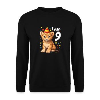 J’ai 9 ans Lion Lion 9e anniversaire - Sweat-shirt Unisexe - noir - Devant - Alina (178cm) & Michal (187cm)