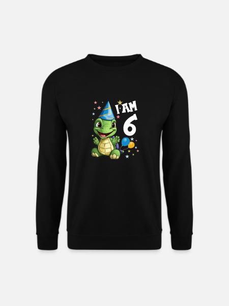 Ich bin 6 Schildkröten Schildkröte 6. Geburtstag - Unisex Pullover - Schwarz