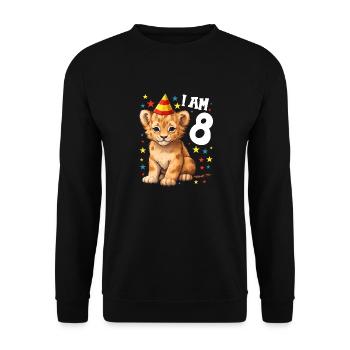 I'm 8 Years Old Lion Leo 8th Birthday - Unisex Sweatshirt - black - Front - Alina (178cm) & Michal (187cm)
