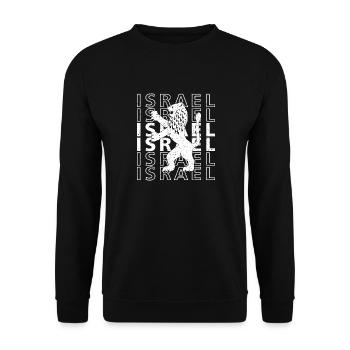 Lion Israel IDF Jewish Judah Coat of Arms Retro - Unisex Sweatshirt - black - Front - Alina (178cm) & Michal (187cm)