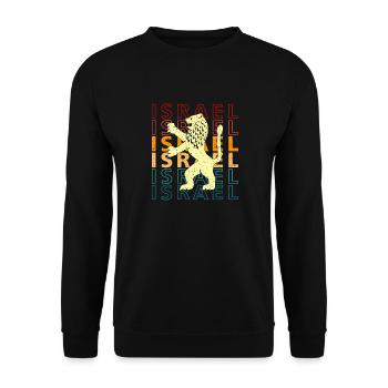 Lion Israel IDF Jewish Judah Coat of Arms Retro - Unisex Sweatshirt - black - Front - Alina (178cm) & Michal (187cm)