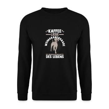Hund Kaffee Weimaraner - Unisex Pullover - Schwarz - Vorne - Alina (178cm) & Michal (187cm)