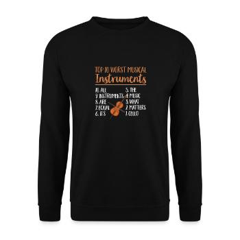Violoncelliste Violoncelliste Musicien Violoncelle - Sweat-shirt Unisexe - noir - Devant - Alina (178cm) & Michal (187cm)