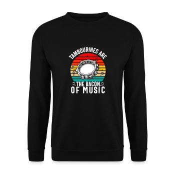 Tamburin für Männer Frauen Lustiger Tamburinspieler - Unisex Pullover - Schwarz - Vorne - Alina (178cm) & Michal (187cm)