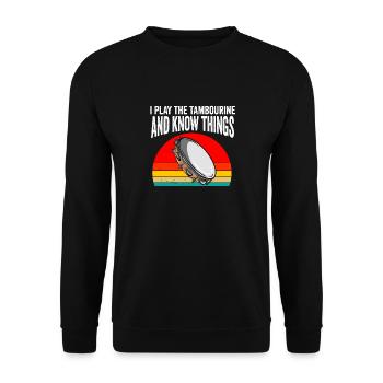 Tamburin für Männer Frauen Lustiger Tamburinspieler - Unisex Pullover - Schwarz - Vorne - Alina (178cm) & Michal (187cm)