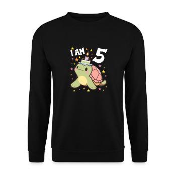Je suis 5 Tortues Tortue 5e anniversaire - Sweat-shirt Unisexe - noir - Devant - Alina (178cm) & Michal (187cm)