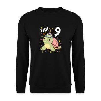 Je suis 9 Tortues Tortue 9e anniversaire - Sweat-shirt Unisexe - noir - Devant - Alina (178cm) & Michal (187cm)