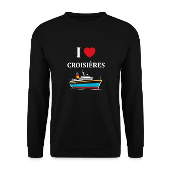 I love Croisières - Sweat-shirt Unisexe - noir - Devant - Alina (178cm) & Michal (187cm)