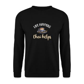 Chai Tee Masala Chai - Unisex Pullover - Schwarz - Vorne - Alina (178cm) & Michal (187cm)