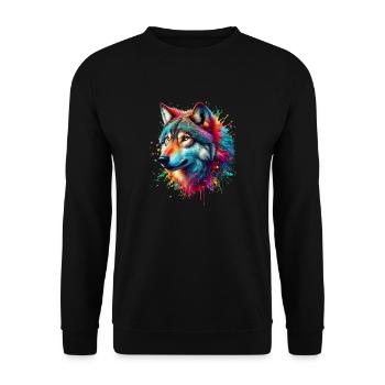 Wolf of a Thousand Colors - Unisex Sweatshirt - black - Front - Alina (178cm) & Michal (187cm)