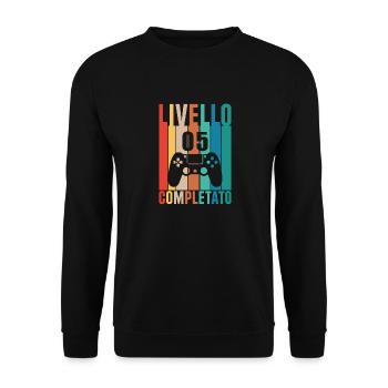 5. Geburtstag Spieler Level 5 Schließe 5 Jahre ab - Unisex Pullover - Schwarz - Vorne - Alina (178cm) & Michal (187cm)