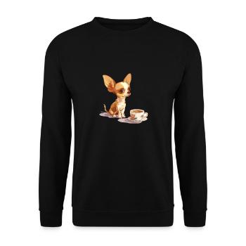Chihuahua mignon avec une tasse de café Chiwawa - Sweat-shirt Unisexe - noir - Devant - Alina (178cm) & Michal (187cm)