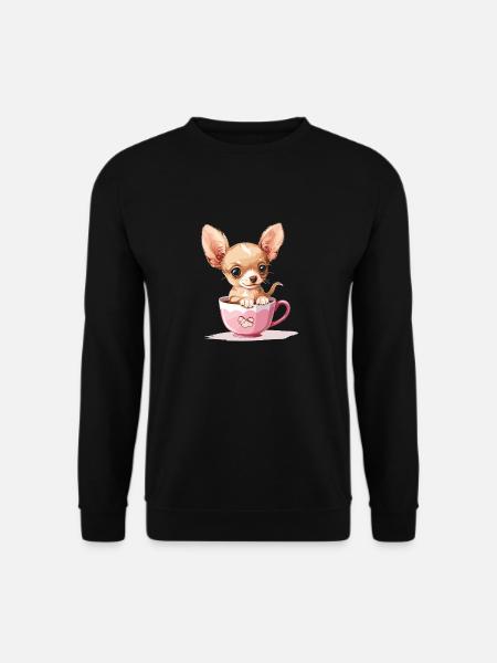 Cute Chihuahua with a Cup of Coffee Chiwawa - Unisex Pullover - Schwarz