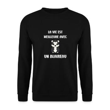 Humour blaireau - Sweat-shirt Unisexe - noir - Devant - Alina (178cm) & Michal (187cm)