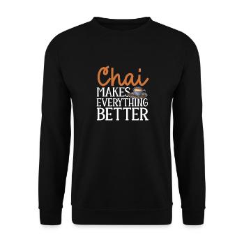 Chai Tee Masala Chai - Unisex Pullover - Schwarz - Vorne - Alina (178cm) & Michal (187cm)