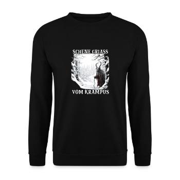 Krampus mask Krampus costume Kramperl Evil Santa - Unisex Sweatshirt - black - Front - Alina (178cm) & Michal (187cm)