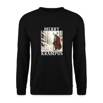 Krampus T Gruseliger Weihnachtsmann Kramperl - Unisex Pullover - Schwarz - Vorne - Alina (178cm) & Michal (187cm)