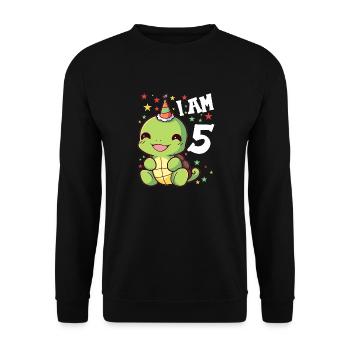 Je suis 5 Tortues Tortue 5e anniversaire - Sweat-shirt Unisexe - noir - Devant - Alina (178cm) & Michal (187cm)